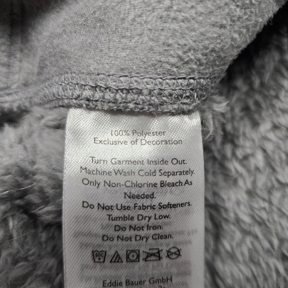 Eddie Bauer Mens large Sherpa Fleece Quarter Zip Pullover Gray Mock Neck Jacket